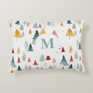 Woodland Charm Tranquil Trees Monogram Pillow