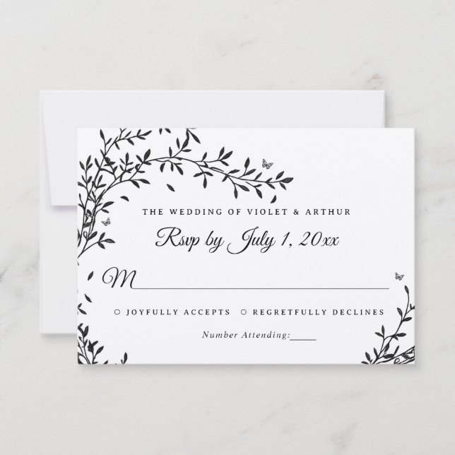 Woodland Charm Wedding RSVP Invitation (Front)