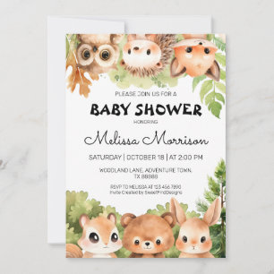 Woodland Charming Forest Friends Baby Shower Invitation