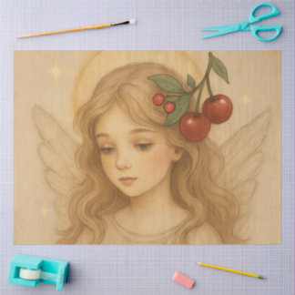 Woodland Christmas Angel with Cherries Tissue Paper