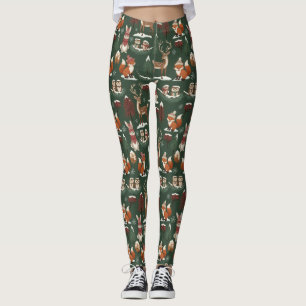 Woodland Christmas Animals Pattern –Cute Winter 10 Leggings