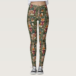Woodland Christmas Animals Pattern – Cute Winter 3 Leggings