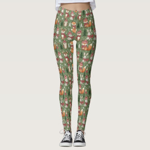 Woodland Christmas Animals Pattern – Cute Winter 6 Leggings