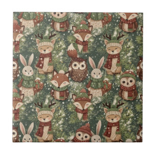 Woodland Christmas Animals Pattern – Cute Winter Tile