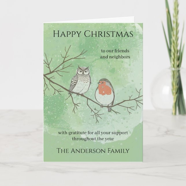 Woodland Christmas Card for Neighbours and Friends (Front)