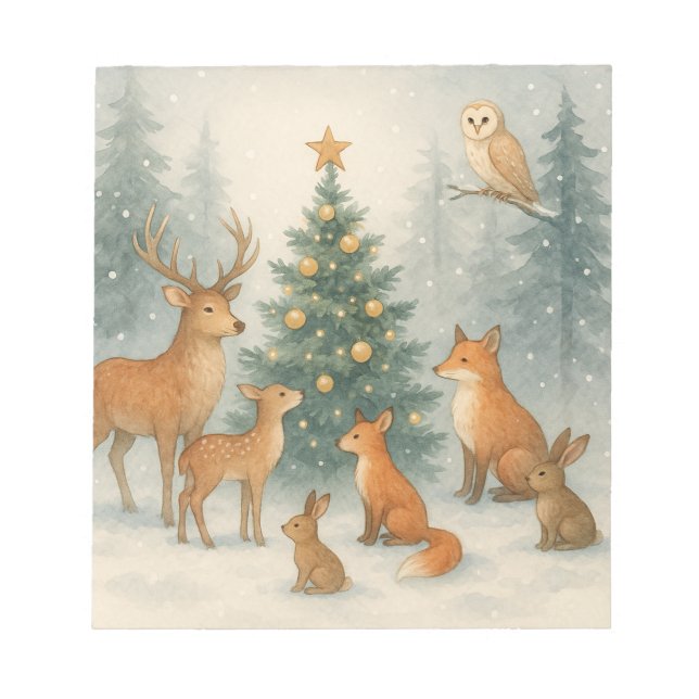 Woodland Christmas Card Notepad (Front)