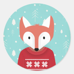 Woodland Christmas Classic Round Sticker