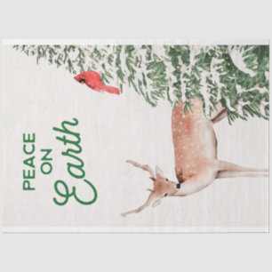 Woodland Christmas Deer and Cardinal Tissue Paper