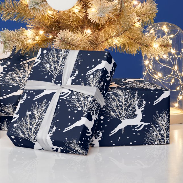 Woodland Christmas Deer - DIY Background Colour Wrapping Paper (Holidays)