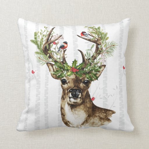 Image of Woodland Christmas Deer Pillow