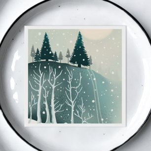 Woodland Christmas Holiday nature. Winter forest Napkin