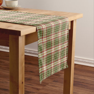 Woodland Christmas Plaid Short Table Runner