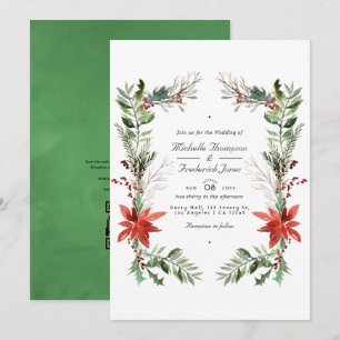 Woodland Christmas QR Code RSVP Wedding Invitation