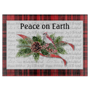 Woodland Christmas Red Cardinal Cutting Board