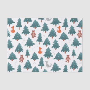 Woodland Christmas - Trees, Bear and Fox Tissue Paper