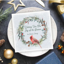 Woodland Christmas Wreath, Cardinal, Snowflakes