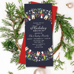Woodland Christmas Wreath Christmas Brunch Invitation