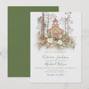Woodland Church Forest Wedding invitations