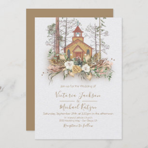 Woodland Church Forest Wedding invitations