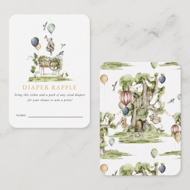 Woodland Circus Baby Shower | Diaper Raffle Enclosure Card (Front/Back)
