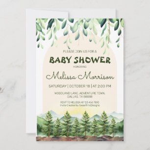 Woodland Classic Arch Baby Boy Shower Invitation