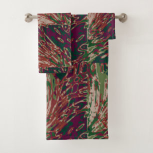 Woodland Colours of Browns and Greens Abstract Bath Towel Set