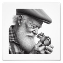 Woodland Companions Old Man with Chipmunk Wall Art