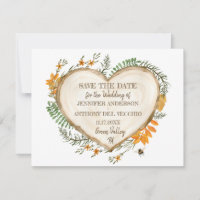 Woodland Cottagecore Wooden Heart Save the Date