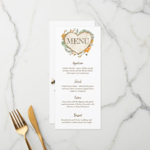 Woodland Cottagecore Wooden Heart Wedding Menu