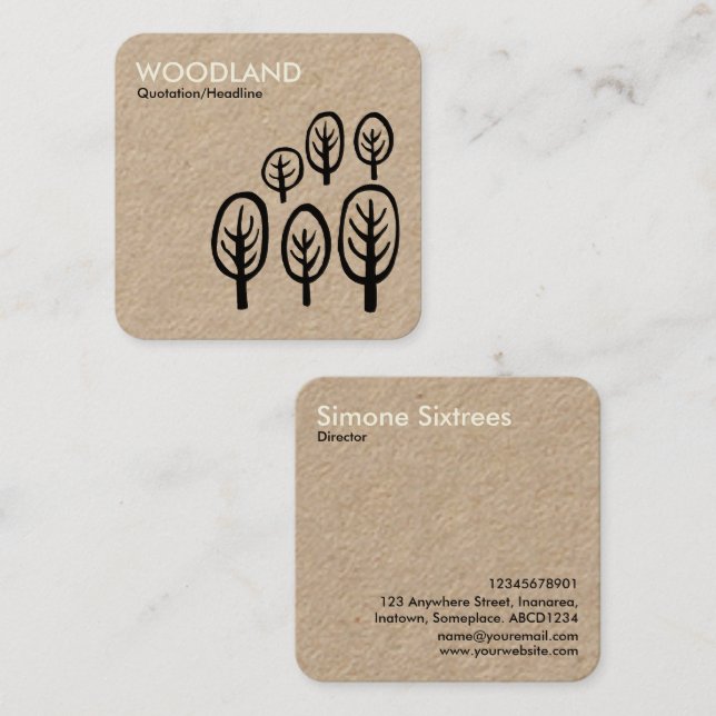Woodland - Cream + Black on Kraft Card (Front/Back)