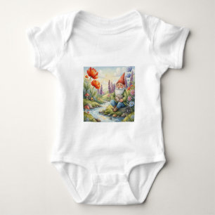 Woodland creature and gnome one piece baby bodysuit