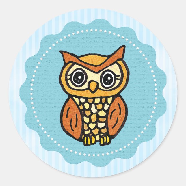 Woodland Creature Owl Forest Animals Classic Round Sticker (Front)