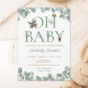 Woodland Creatures and Greenery Baby Shower Invitation