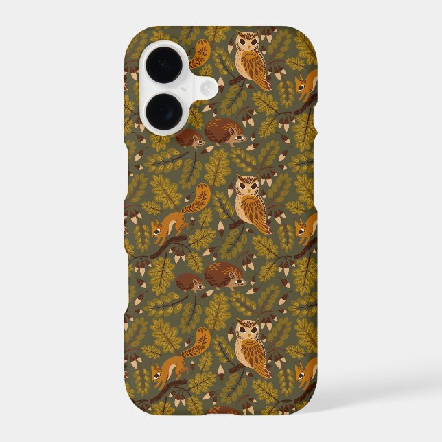 Woodland Creatures and Leaves Pattern Samsung Galaxy S21 Case (Back)