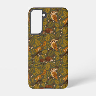 Woodland Creatures and Leaves Pattern Samsung Galaxy Case