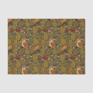 Woodland Creatures and Leaves Pattern Tissue Paper