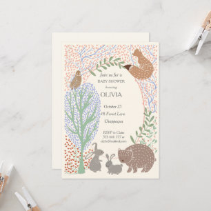 “Woodland creatures animal rustic baby shower Invitation