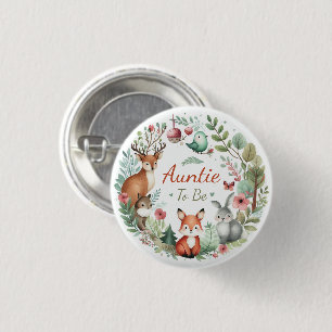 Woodland Creatures   Auntie To Be Woodland Whimsy 3 Cm Round Badge