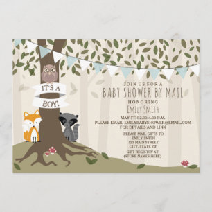 Woodland Creatures Baby Shower By Mail - Boy Invitation