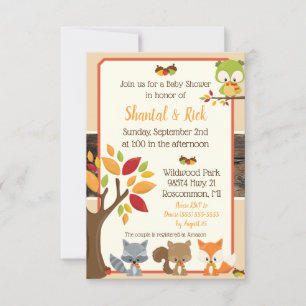Woodland Creatures Baby Shower Invitation