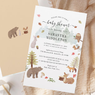 Woodland Creatures Baby Shower Invitation Stationery