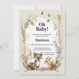Woodland Creatures Baby Shower Invite Watercolor