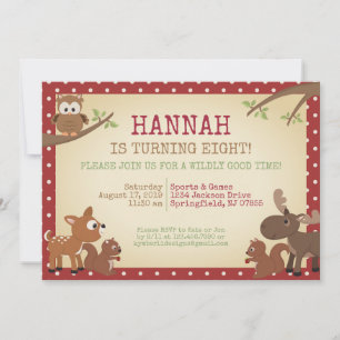Woodland Creatures Birthday Party Invitation