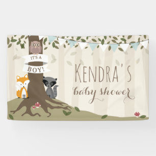 Woodland Creatures Boy Baby Shower Banner