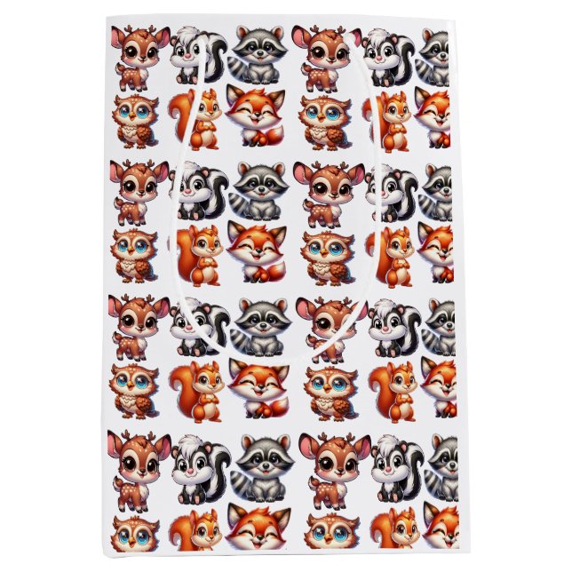 Woodland Creatures Boy's Baby Shower Medium Gift Bag (Front)