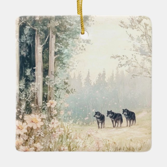 Woodland Creatures Ceramic Ornament (Front)