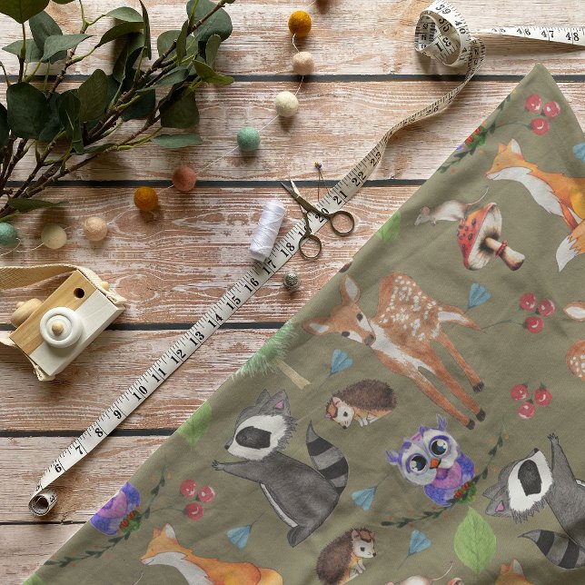 Woodland Creatures Cotton (56" width) Fabric (Creator Uploaded)