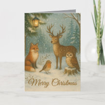 Woodland Creatures Cozy Christmas Custom Name