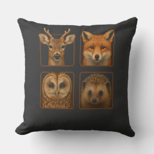 Woodland Creatures Forest Animals Deer Fox Owl Hed Cushion