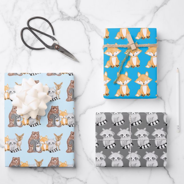 Woodland Creatures Forest Animals   Wrapping Paper Sheet (Front)